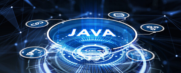 Software, web development, programming concept. Programming languages java and program. Software development. 3d illustration