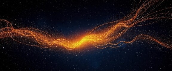 Wall Mural - A celestial river of shimmering golden stardust, gracefully flowing across the night sky, luminosity, stars
