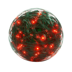 Wall Mural - glowing sphere made of intertwined wires and lights. isolated on white background