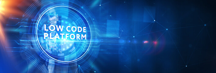 Low Code software development platform technology concept.