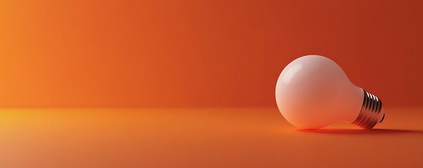 Leinwandbilder - Graceful light bulb positioned against a warm orange backdrop for minimalist aesthetics : Generative AI