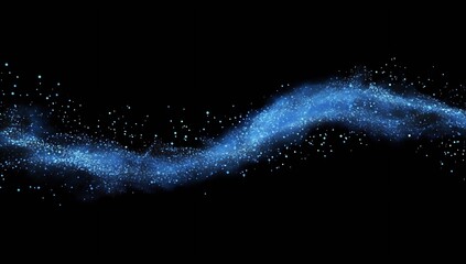 Leinwandbilder - Stunning Blue Smoke Wave with Glowing Particles on a Black Background Perfect for Background Use : Generative AI