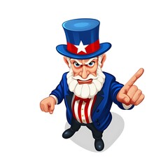 Wall Mural - patriotic cartoon character with top hat and pointing gesture