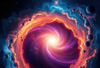 Wall Mural - Glowing cosmic portal, swirling nebula, vibrant galaxy Deep space, ethereal, mystery, otherworldly, cosmic, mystery