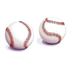Wall Mural - two classic clean baseballs with red stitches on a white background