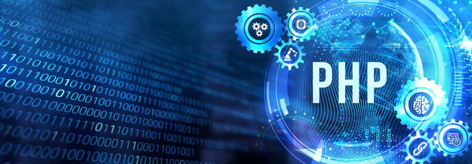 business, technology, internet and network concept. php abbreviation. modern technology concept. 3d 