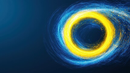 Poster - Dynamic swirl of blue and yellow light creates an eye-catching abstract design perfect for modern projects.