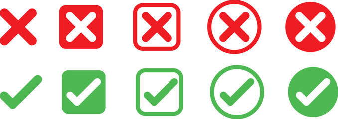 checkmark and x mark icon. check and uncheck icon vector. validation icon vector. for apps and websi