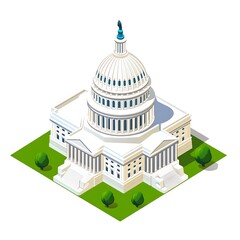 Wall Mural - 3d illustration of a government building with dome and stairs