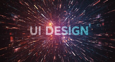 UI Design: Futuristic Digital Abstract. A visually captivating image, perfect for UI design, website design, and tech-related projects. It evokes the innovation and technology of design.