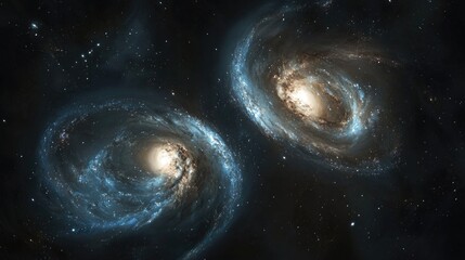 Wall Mural - A cosmic event depicting the collision of two galaxies