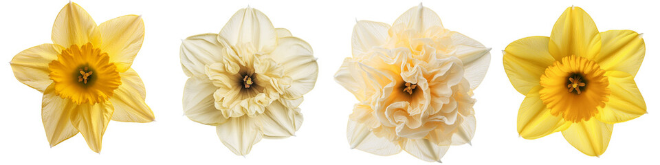 Aufkleber - On a transparent background, a yellow daffodil is depicted in isolation, a product of generative AI
