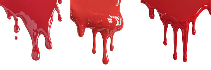 Aufkleber - Isolated on a transparent background, red liquid drips in a scene created by Generative Ai