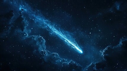 Wall Mural - A serene view of a comet streaking through the night sky