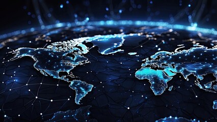 A digital illustration of a global network,