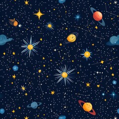 Wall Mural - a seamless pattern of starry constellations with glowing celestial elements.