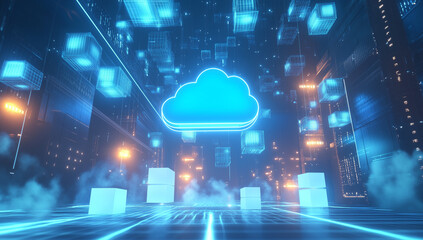 Cloud computing digital information and cyberspace background