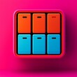 © Rossarin - A vibrant, geometric arrangement of colorful boxes against a pink backdrop, showcasing symmetry and modern design.