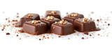 Composition de chocolats individuels aux noisettes ou aux amandes isolés sur fond blanc