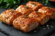 © Kapil - Delicious Spicy Roasted Fish Fillets on Black Slate Plate - Gourmet Food Photography