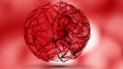 Aufkleber - Abstract red sphere with intricate lines.
