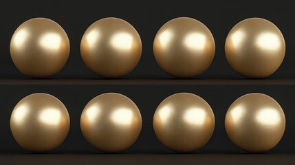 Poster - Eight golden spheres arranged in two rows on a dark background.