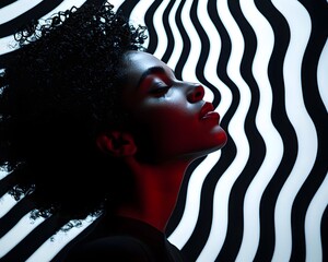 Wall Mural - minimalist portrait with abstract swirl silhouette