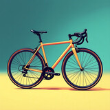 A stylish road sport bicycle with teal wheels  isolated  on white background