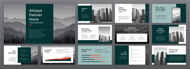 Wall Mural - creative powerpoint presentation template set. modern keynote presentation background, brochure cove