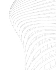 Wall Mural - architectural structure – futuristic geometric facade in perspective