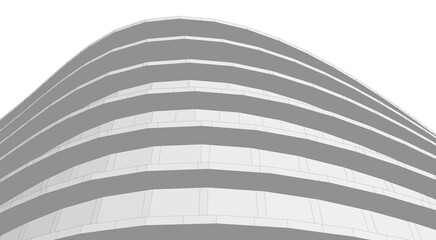 Wall Mural - architectural structure – futuristic geometric facade in perspective