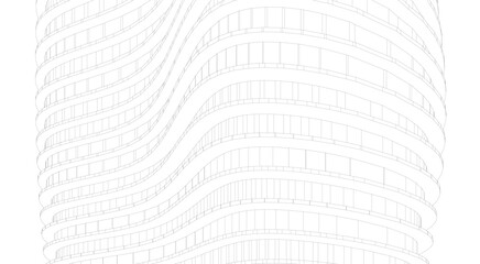 Wall Mural - architectural structure – futuristic geometric facade in perspective