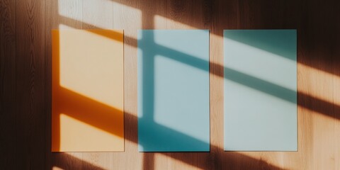 Aufkleber - Minimalist Color Block Aesthetic Soft Geometric Shadows and Sunlight Composition - Contemporary Design Arts Visual Language for Creative Branding and Digital Storytelling