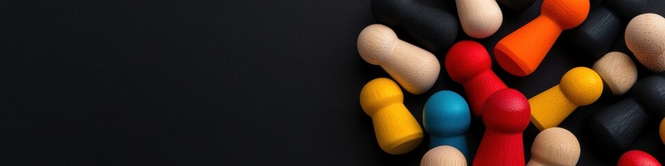 Fototapete - Collaborative Synergy Visualization Multicultural Team Dynamics and Strategic Network Mapping in Minimalist Wooden Figurine Ecosystem for Next-Gen Organizational Performance