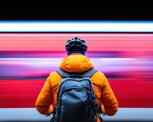 Aufkleber - Urban Mobility Zeitgeist High-Contrast Multimodal Transit Experience with Vibrant Commuter Aesthetic - Sustainable Transportation Innovation for Dynamic Modern Professionals