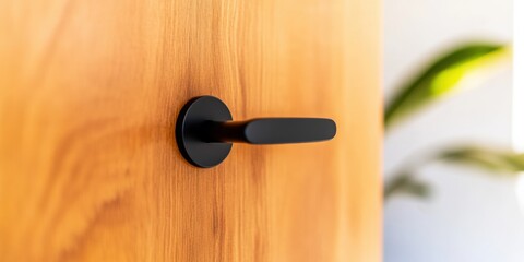 Aufkleber - Minimalist Smart Access Contemporary Black Lever Handle Design for Modern Architectural Interiors - Sleek Security Innovation in Urban Commercial Spaces