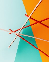 Aufkleber - Neo-Geometric Digital Flow Minimalist Connectivity Visualization with Vibrant Color Blocking - Contemporary Tech Communication and Design Innovation