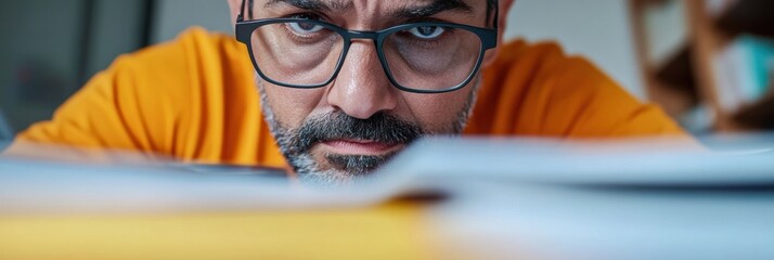 Fototapete - Hyper-Focused Fintech Professional Millennial Accountant Leveraging Digital Tools for Precision Financial Analysis in Modern Workspace Optimization