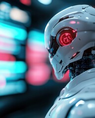 Aufkleber - Cybernetic Vanguard Immersive AI Robotics Visualization Revealing Next-Gen Machine Intelligence with Cutting-Edge Technological Aesthetic and Futuristic Design Innovation