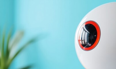 Fototapete - Futuristic AI Companion Sleek Minimalist Robotic Sensor Orb with Intelligent Design - Next-Gen Interactive Tech Innovation for Smart Living Environments