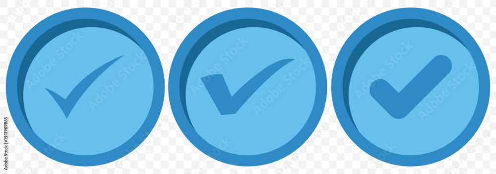 Check mark set icon. Checkmarks and confirm. Round checkmark. Blue tick ...