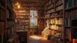 © Shahidaartworks - A cozy bookstore with shelves filled with books and reading nooks, Bookstore scene, Cozy style