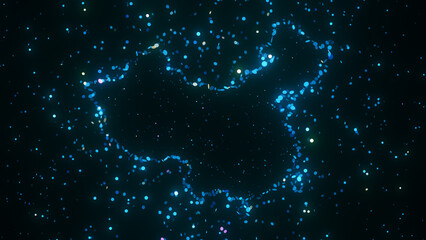 Wall Mural - futuristic digital visualization of china map composed of glowing blue particles. the abstract cosmi