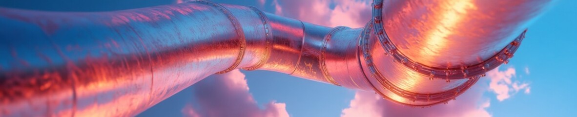 Poster - Industrial Elegance AI-Driven Infrastructure Visualization - Metallic Cooling Pipelines Illuminating Advanced Manufacturing Precision and Technological Scalability