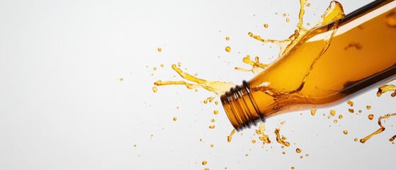 Aufkleber - Dynamic Liquid Motion High-Energy Beer Bottle Splash in Golden Tones - Cutting-Edge Commercial for Beverage Branding and Marketing Creativity