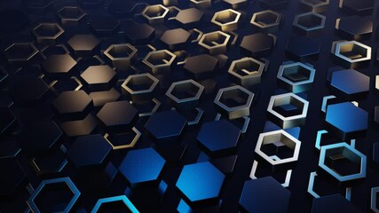Wall Mural - abstract hexagon pattern in blue and silver