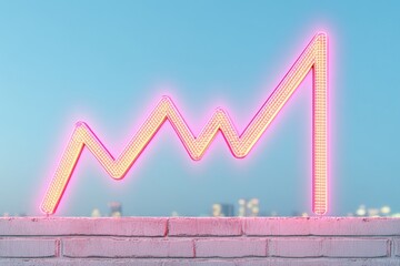 Aufkleber - Neon Financial Momentum Vibrant Digital Investment Visualization with Urban Cityscape - Next-Gen Trading Analytics for Tech-Savvy Investors