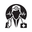 © T-Shirt AF - Nurse And Doctor Vector Icon Silhouette On White Black Background