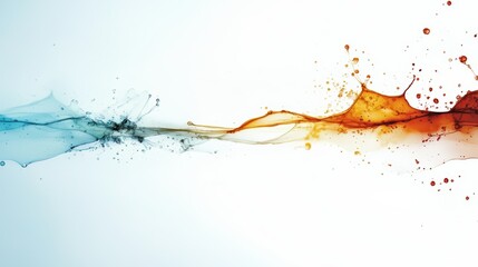 Poster - Blue and orange line with splashes of red and orange paint. The splashes of color create a dynamic and energetic feel, as if the line is in motion
