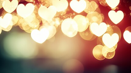 Fototapete - Blurry image of many hearts in different sizes and positions. Concept of love and warmth, as the hearts are scattered throughout the frame, creating a feeling of unity and togetherness